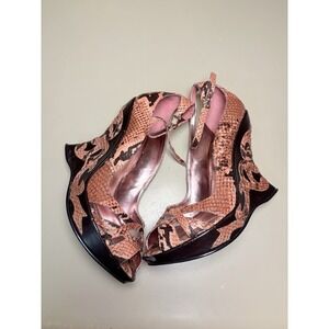 Y2K Vintage Baby Phat Pink Snake Skin Wedge Heel Rare